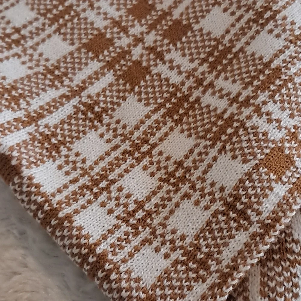 New Timberland Brown Plaid Scarf